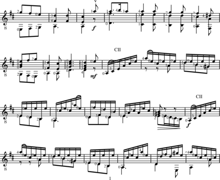 Carulli, Ferdinando: Etüde D-Dur - Gitarre:1