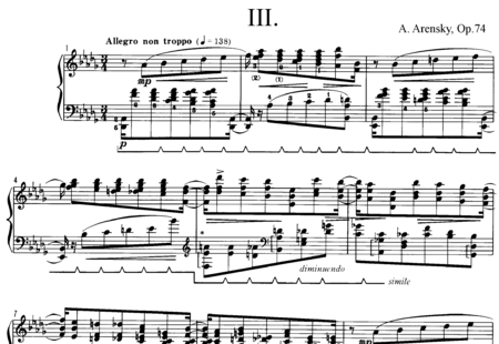 Arenski, Anton Stepanowitsch: Etüde Nr. 3 - Klavier:0