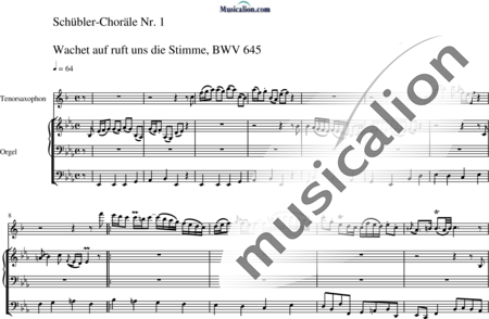 Bach, Johann Sebastian: Schübler-Chorales: Wachet auf, ruft uns die Stimme (arr.) - Saxophone+Organ:0