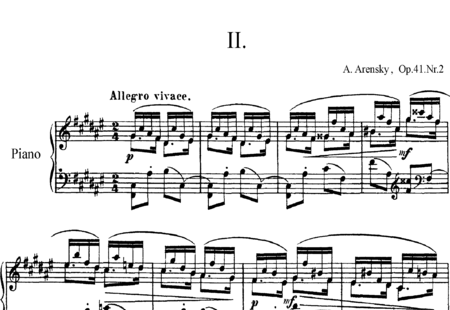 Arenski, Anton Stepanowitsch: Etüde Nr. 2 - Klavier:0