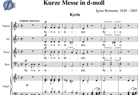 Reimann, Ignaz: Kurze Messe in d-moll - Chor>SATB+Orgel:0