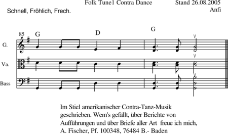 Fischer, Andreas
: Melodía folclórica 1 - contradaza  (para Trío de cuerdas con acordes de guitarra - Violín+[Vla+Cb]:6