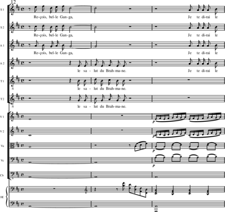 Miehling, Klaus: Chorlieder (5) nach Baghavat von Charles-Marie-René Leconte de Lisle - Chor>SSAATTBB+Hf+[Vl2+Vla+Vc+Kb]:23
