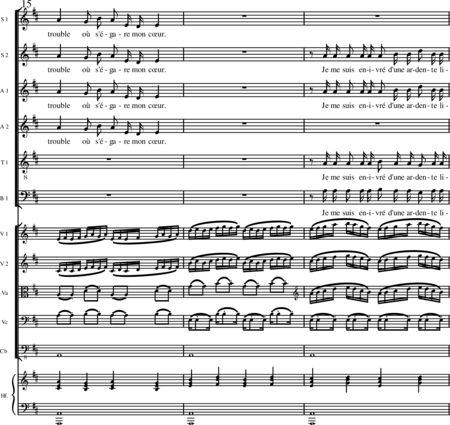 Miehling, Klaus: Chorlieder (5) nach Baghavat von Charles-Marie-René Leconte de Lisle - Chor>SSAATTBB+Hf+[Vl2+Vla+Vc+Kb]:24