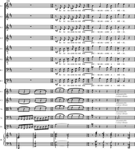 Miehling, Klaus: Chorlieder (5) nach Baghavat von Charles-Marie-René Leconte de Lisle - Chor>SSAATTBB+Hf+[Vl2+Vla+Vc+Kb]:32