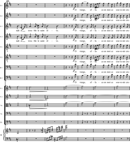 Miehling, Klaus: Chorlieder (5) nach Baghavat von Charles-Marie-René Leconte de Lisle - Chor>SSAATTBB+Hf+[Vl2+Vla+Vc+Kb]:36