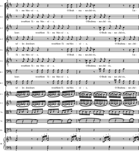 Miehling, Klaus: Chorlieder (5) nach Baghavat von Charles-Marie-René Leconte de Lisle - Chor>SSAATTBB+Hf+[Vl2+Vla+Vc+Kb]:51