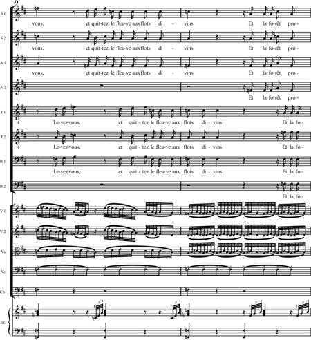 Miehling, Klaus: Chorlieder (5) nach Baghavat von Charles-Marie-René Leconte de Lisle - Chor>SSAATTBB+Hf+[Vl2+Vla+Vc+Kb]:54
