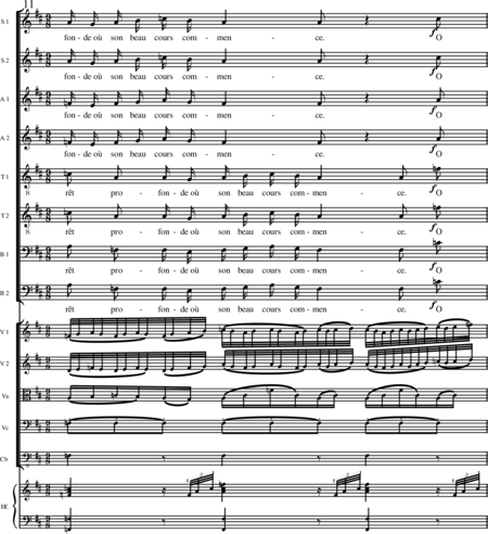 Miehling, Klaus: Chorlieder (5) nach Baghavat von Charles-Marie-René Leconte de Lisle - Chor>SSAATTBB+Hf+[Vl2+Vla+Vc+Kb]:55