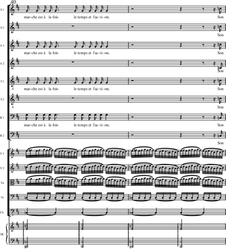 Miehling, Klaus: Chorlieder (5) nach Baghavat von Charles-Marie-René Leconte de Lisle - Chor>SSAATTBB+Hf+[Vl2+Vla+Vc+Kb]:70