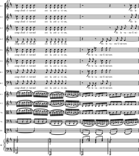 Miehling, Klaus: Chorlieder (5) nach Baghavat von Charles-Marie-René Leconte de Lisle - Chor>SSAATTBB+Hf+[Vl2+Vla+Vc+Kb]:71