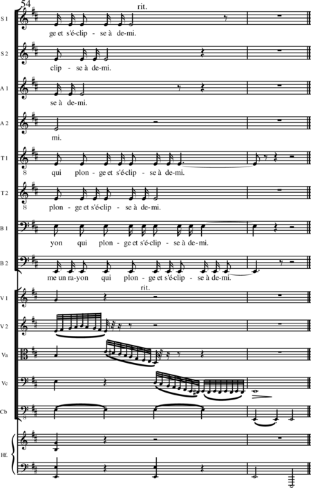 Miehling, Klaus: Chorlieder (5) nach Baghavat von Charles-Marie-René Leconte de Lisle - Chor>SSAATTBB+Hf+[Vl2+Vla+Vc+Kb]:77