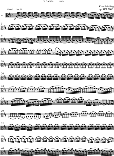 Miehling, Klaus: Chorlieder (5) nach Baghavat von Charles-Marie-René Leconte de Lisle - Chor>SSAATTBB+Hf+[Vl2+Vla+Vc+Kb]:129