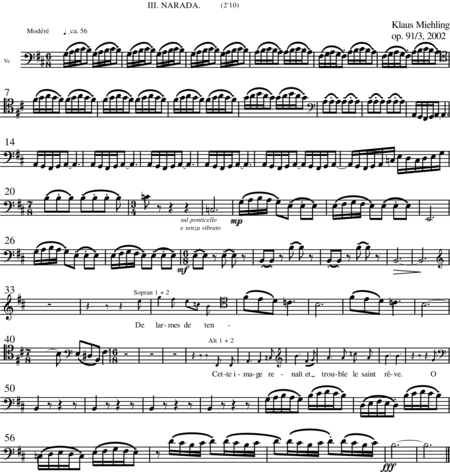 Miehling, Klaus: Chorlieder (5) nach Baghavat von Charles-Marie-René Leconte de Lisle - Chor>SSAATTBB+Hf+[Vl2+Vla+Vc+Kb]:134