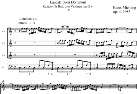 Miehling, Klaus: Laudate Pueri Dominum - Solo>Bass+BC+Vl3:0