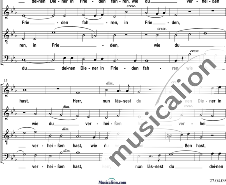 Mendelssohn Bartholdy, Felix: Herr, nun lässest du deinen Diener in Frieden fahren (Motette) - Choir>SATB:1
