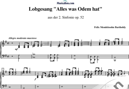 Mendelssohn Bartholdy, Felix: Lobgesang "Alles was Odem hat" - Chor>SATB+Orgel:0