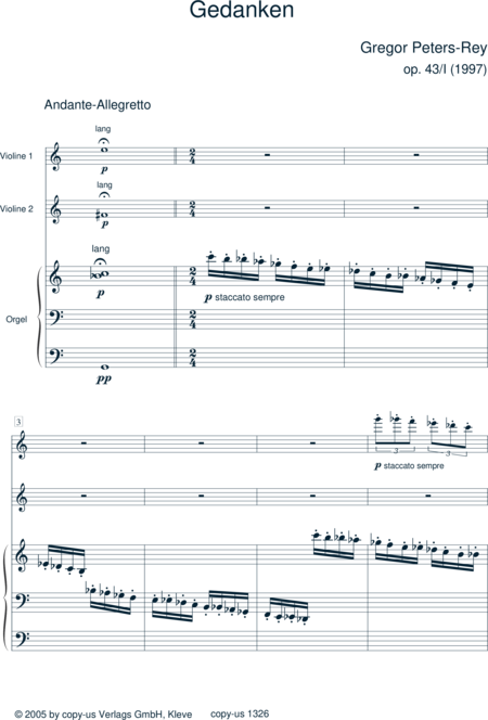 Peters-Rey, Gregor: Gedanken - Violine 2+Orgel:2