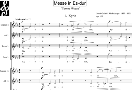 Rheinberger, Josef Gabriel: Mass in Eb-major (Cantus Missae, complete) - Choir>SATB:0