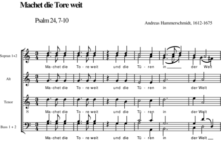 Hammerschmidt, Andreas: Machet die Tore weit (Psalm 24, 7-10) 3 - Choir>SSATBB:0