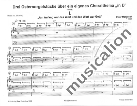 Martincek van Grob, Peter: Osternorgelstücke ("Easter Organ Pieces", 3, on an original chorale theme in D) - Organ>wped:3