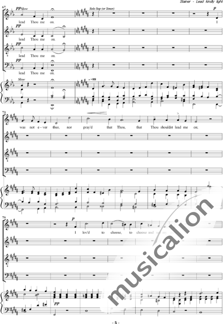 Stainer, John : Lead, Kindly Light - Solo>sop+Coro>SATB:5