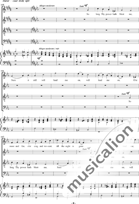 Stainer, John : Lead, Kindly Light - Solo>sop+Coro>SATB:8