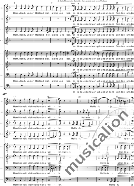 Mendelssohn Bartholdy, Felix: Herr, gedenke nicht unserer Übeltaten - Chor>SSAATTBB:2