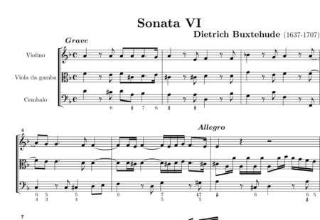 Buxtehude, Dietrich: Sonata 6 - Violine+Viola+Kb:0