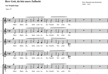 Mendelssohn Bartholdy, Felix: Am Neujahrstage ("Herr Gott, du bist unsre Zuflucht") - Chor>SATB:0
