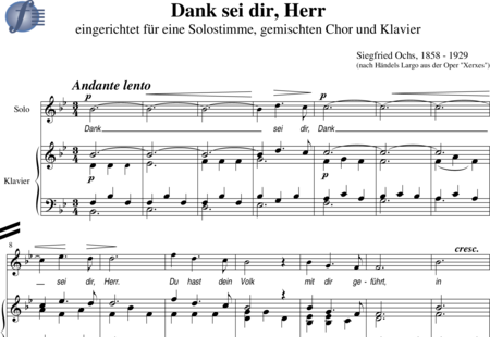 Ochs, Siegfried: Dank sei dir, Herr - Solo>alto+Coro>SATB+Órgano:0