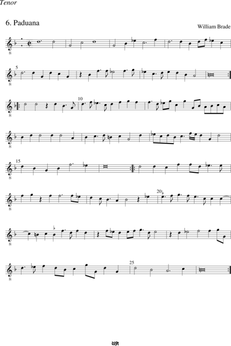 Brade, William: Paduana (Nr. 6) - Blockflöte 6:4