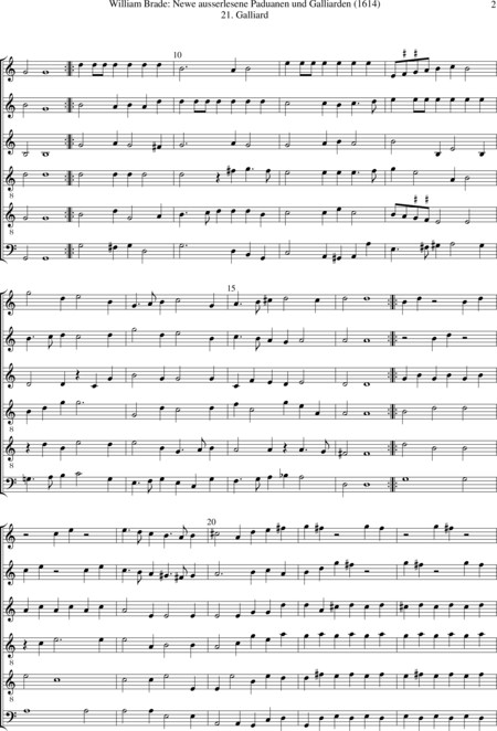 Brade, William
: Galliard (Nr. 21) - Flauta dulce 6:2