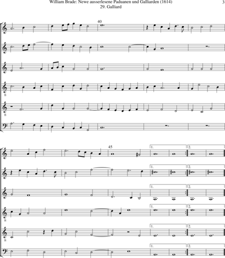 Brade, William: Galliard (Nr. 29) - Blockflöte 6:3