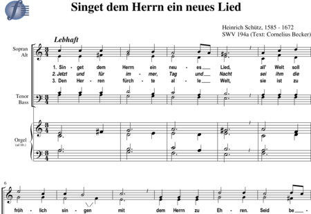 Schütz, Heinrich: Singet dem Herrn ein neues Lied (Becker: Psalm 96) - Coro>SATB:0
