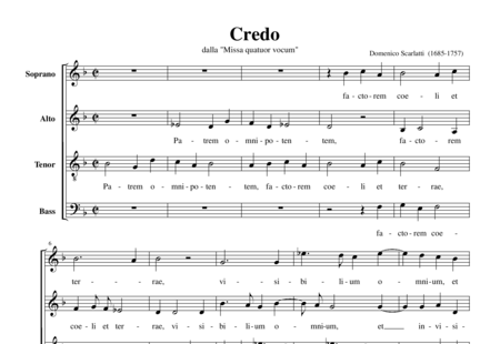 Scarlatti, Domenico: Messa quatuor vocum (Part 3: Credo) - Choir>SATB:0