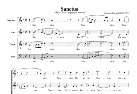 Scarlatti, Domenico: Messa quatuor vocum (Part 4: Sanctus) - Choir>SATB:0