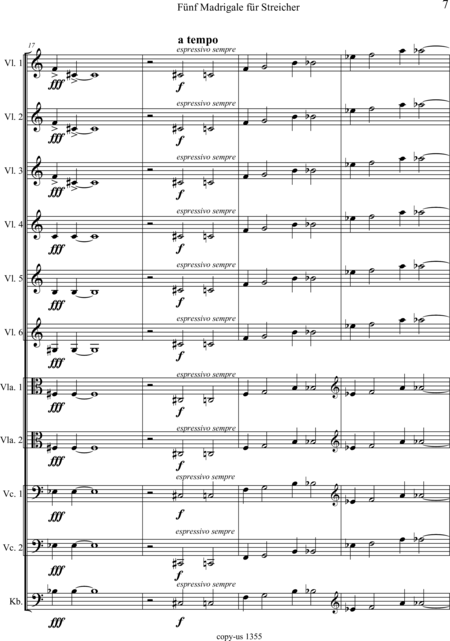 Große-Schware, Hermann: Madrigalse for Strings (5) - Violin 2+Viola 2+[Vlc2+Db]:8