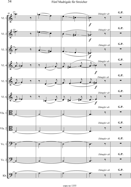 Große-Schware, Hermann: Madrigalse for Strings (5) - Violin 2+Viola 2+[Vlc2+Db]:35
