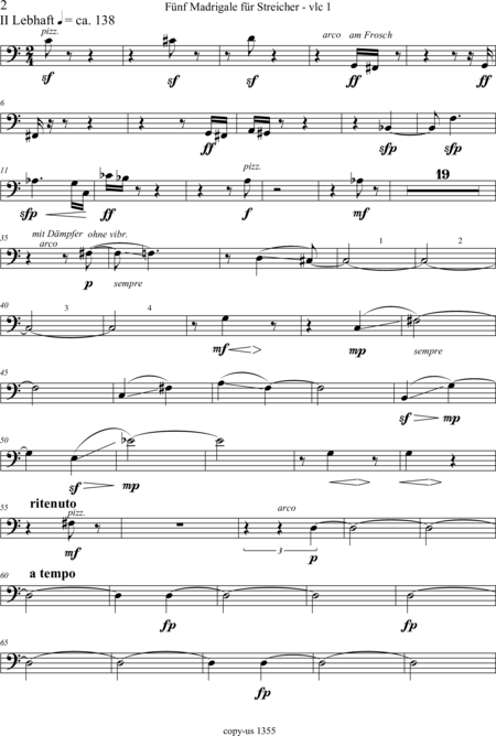 Große-Schware, Hermann: Madrigalse for Strings (5) - Violin 2+Viola 2+[Vlc2+Db]:104