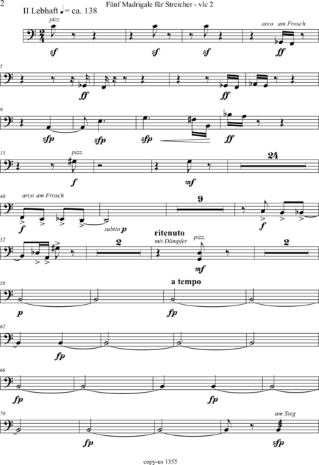 Große-Schware, Hermann: Madrigalse for Strings (5) - Violin 2+Viola 2+[Vlc2+Db]:111