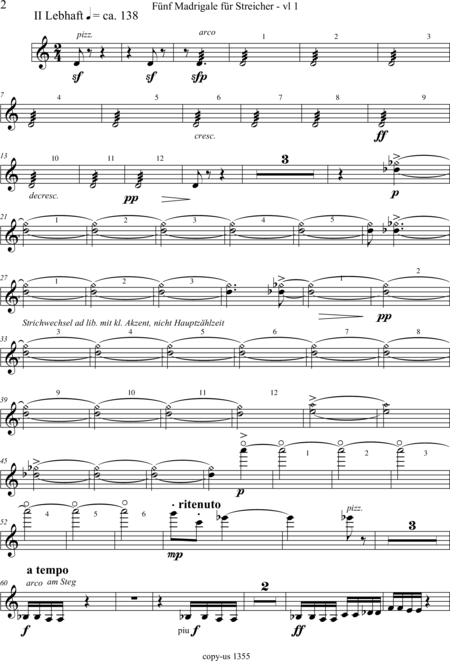Große-Schware, Hermann: Madrigalse for Strings (5) - Violin 2+Viola 2+[Vlc2+Db]:118