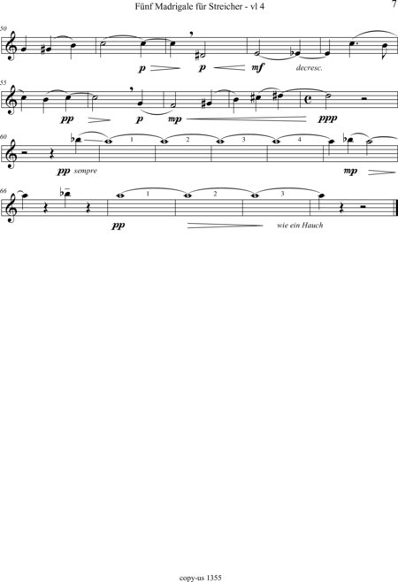 Große-Schware, Hermann: Madrigalse for Strings (5) - Violin 2+Viola 2+[Vlc2+Db]:144