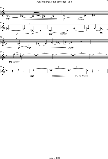 Große-Schware, Hermann: Madrigalse for Strings (5) - Violin 2+Viola 2+[Vlc2+Db]:158