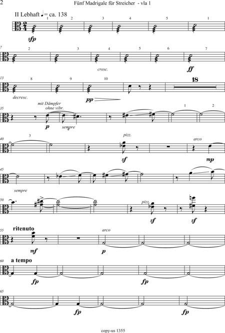 Große-Schware, Hermann: Madrigalse for Strings (5) - Violin 2+Viola 2+[Vlc2+Db]:160