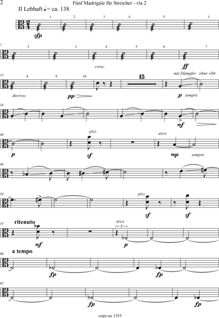 Große-Schware, Hermann: Madrigalse for Strings (5) - Violin 2+Viola 2+[Vlc2+Db]:167