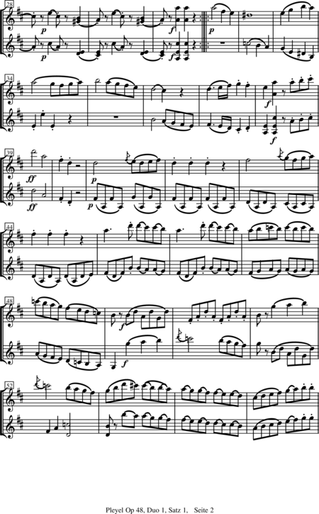 Pleyel, Ignaz: Duo 1 B: Allegro (für zwei Violinen) - Violine 2:2