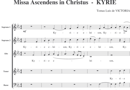 Victoria, Tomas Luis de: Missa Ascendens in Christus (Teil 1: Kyrie) - Chor>SSATB:0