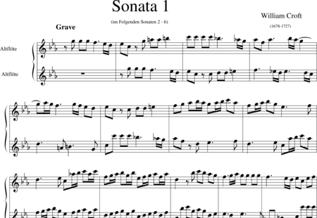 Croft, William: Sonate 1 (für Blockflöten AA) - Blockflöte 2:0