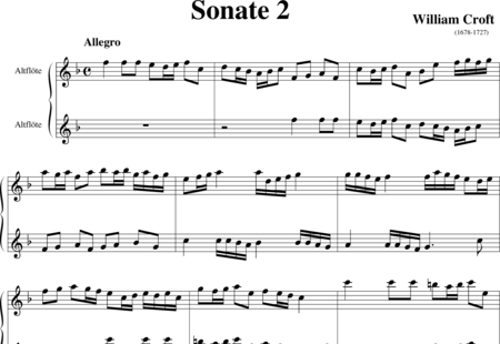 Croft, William: Sonata 2  (for recorders AA) - Recorder 2:0